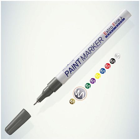 Маркер-краска MunHwa "Extra Fine Paint Marker" серебро, 1мм, нитро-основа 