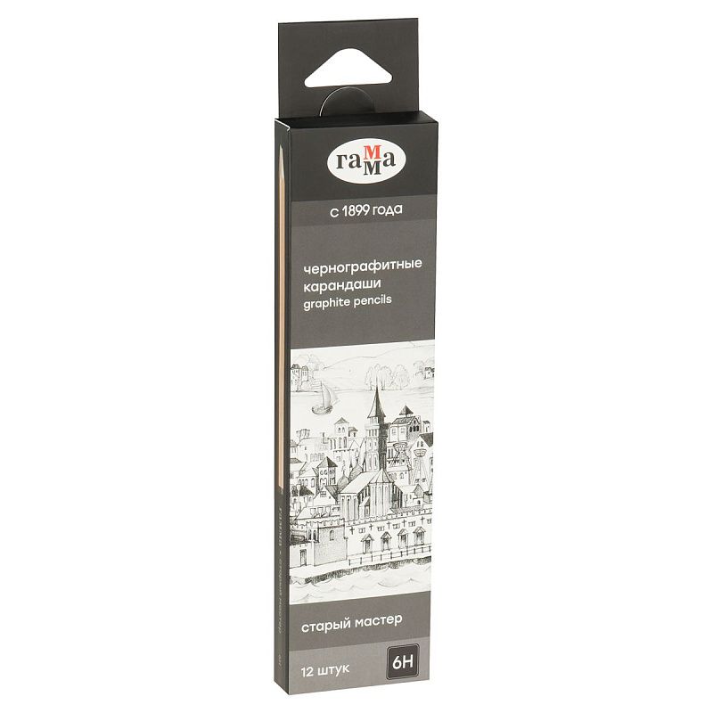 Карандаш ч/г Гамма "Старый мастер", 6H, заточен. 