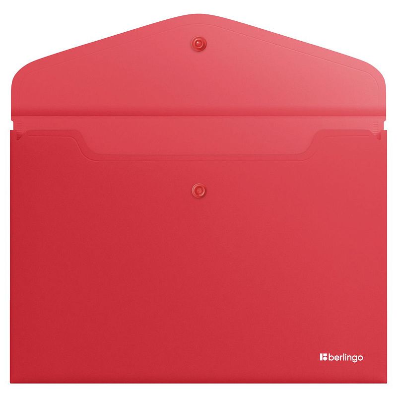 Папка-конверт на кнопке Berlingo "Soft Touch", А4, 200мкм, софт-тач, коралловая 