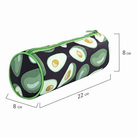 Пенал-тубус BRAUBERG, с эффектом SOFT TOUCH, полиэстер, "Black Avocado", 22х8 см, 270061 