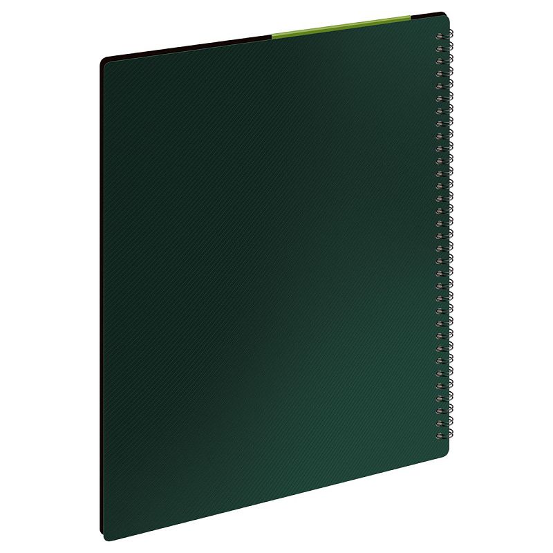 Папка с 20 вкладышами на гребне СТАММ "Диагональ" А4, 14мм, 700мкм, пластик, изумруд 