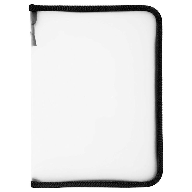 Папка на молнии СТАММ А4, 500мкм, пластик, прозрачная, черная молния вокруг 