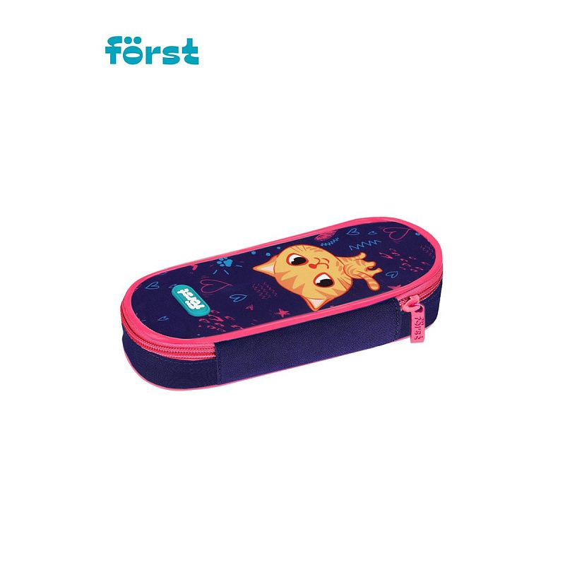 Пенал корпусный 1 отделение, 220*90*45 Först "Funny cat", полиэстер 