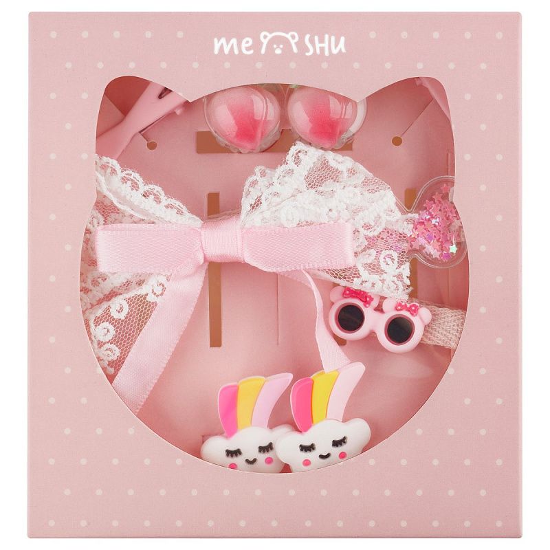 Набор аксессуаров для волос MESHU, розово-белый, 11 предметов, картонный бокс