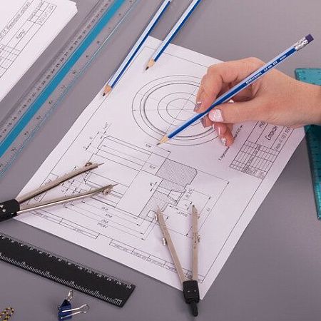 Набор карандашей чернографитных BRAUBERG "GX-100" 4 шт., HB, с ластиком, корпус синий, 181721 