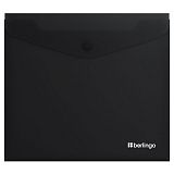 Папка-конверт на кнопке Berlingo "Soft Touch", А5+, 200мкм, софт-тач, черная