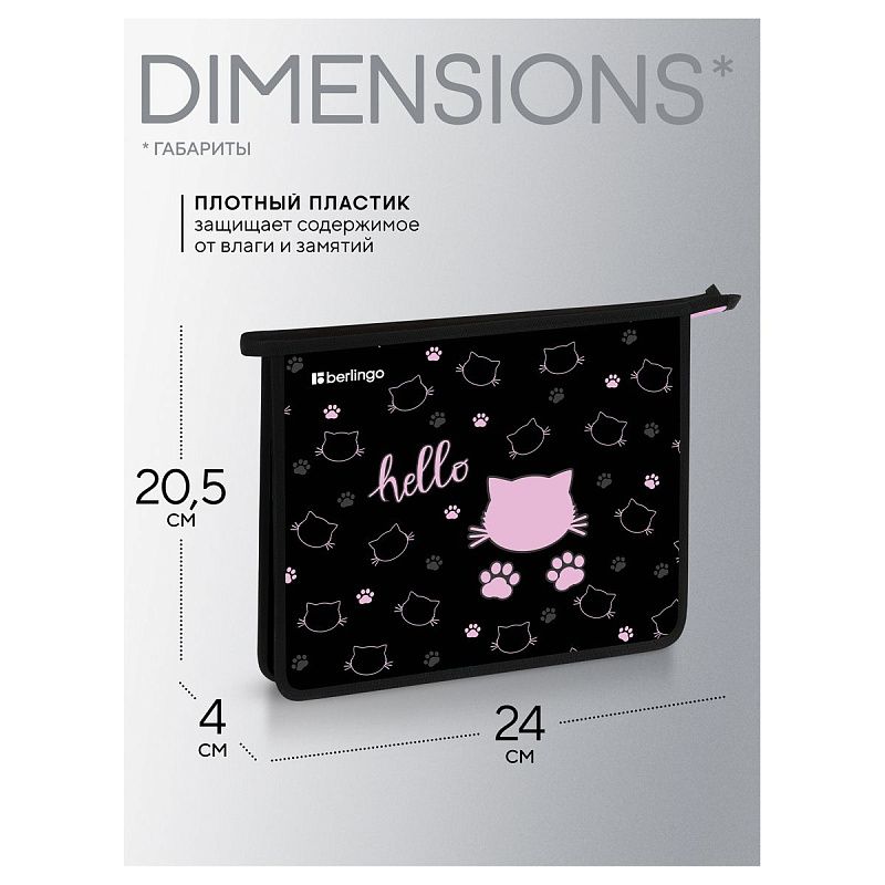 Папка для тетрадей 1 отделение, А5 Berlingo "Royal Kitty", 240*205*40мм, пластик, на молнии 