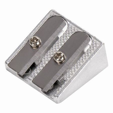 Точилка BRAUBERG "Style", металлическая клиновидная, 2 отверстия для чернографитных карандашей (в том числе утолщенных), 222486 