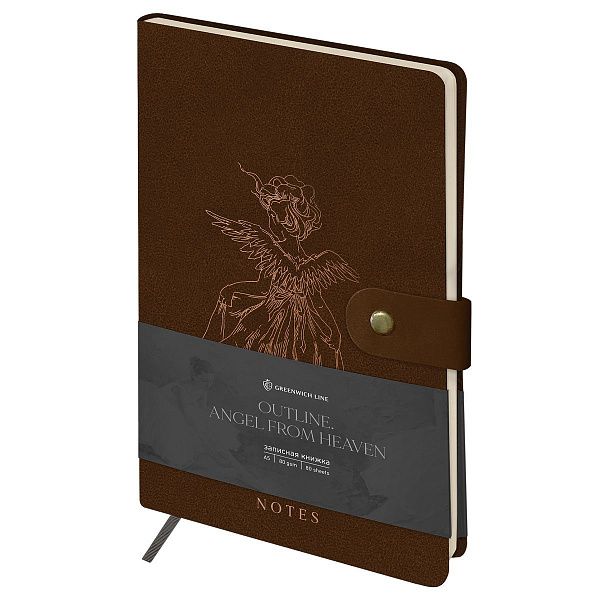 Записная книжка А5 80 л., ЛАЙТ, кожзам, Greenwich Line "Outline. Angel from heaven", с замком, тиснение фольгой, внутренний карман, блок в точку