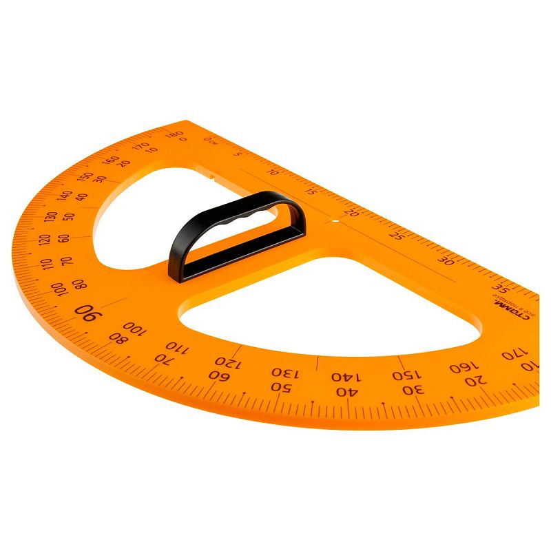 Транспортир для школьной доски СТАММ 50см, 180° СТАММ, пластиковый, желтый, с ручкой 