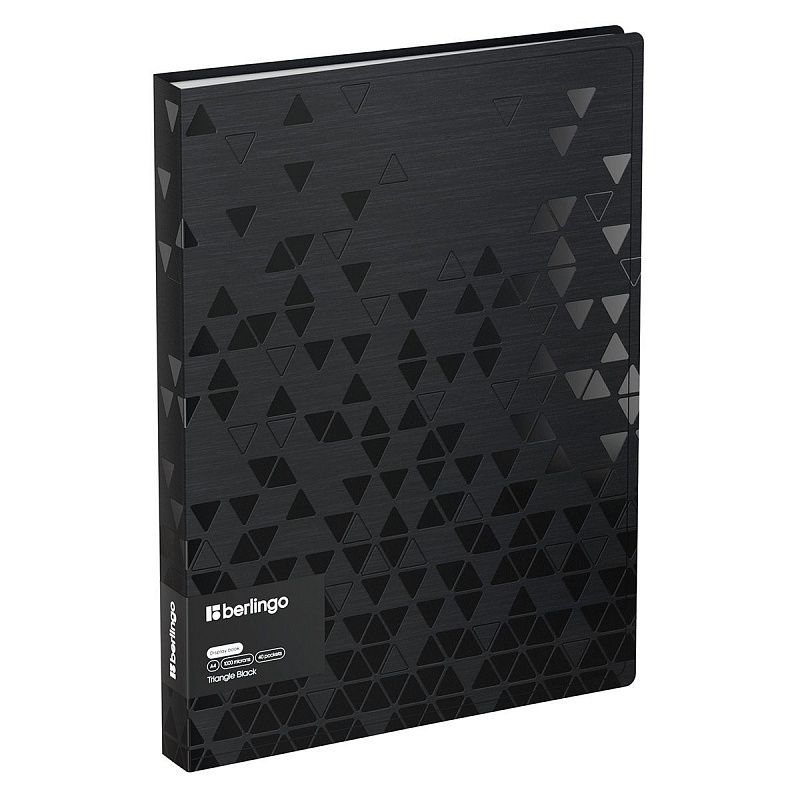 Папка с 40 вкладышами Berlingo "Triangle Black" А4, 24мм,  1000мкм, черная, с внутр. карманом