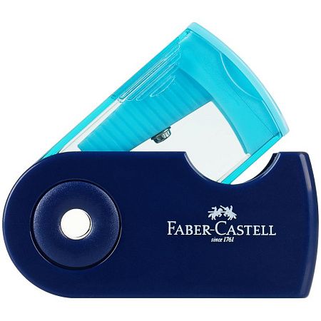 Точилка пластиковая Faber-Castell "Sleeve Mini" 1 отверстие, контейнер, розов./оранж., бирюзовая 