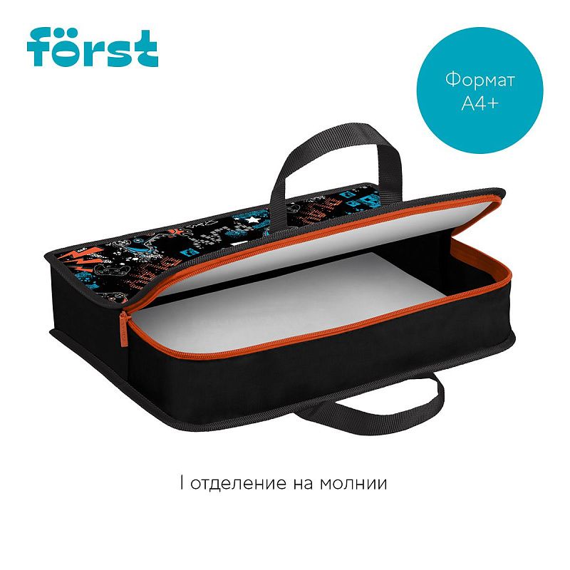 Папка с ручками 1 отделение, А4 Först "Flawless Victory", 340*245*75мм, пластик, на молнии 