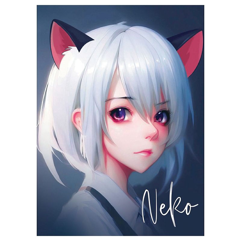 Блокнот А5 50л. на отрывной склейке MESHU "Neko", матовая ламинация, тиснение фольгой