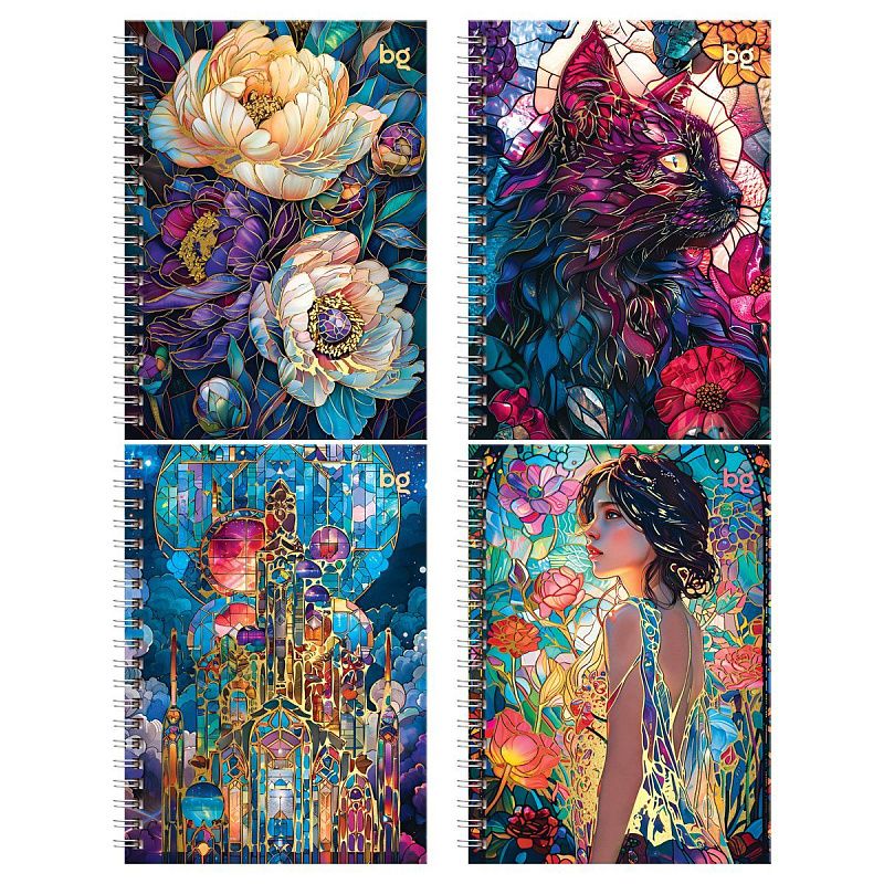 Записная книжка А6 80л., на гребне BG "Витраж", глянцевая ламинация, тиснение фольгой, твердая обложка