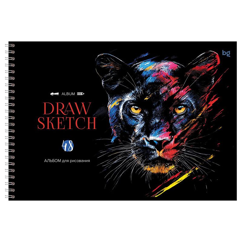 Альбом для рисования 48л., А4, на гребне BG "Яркий черный"