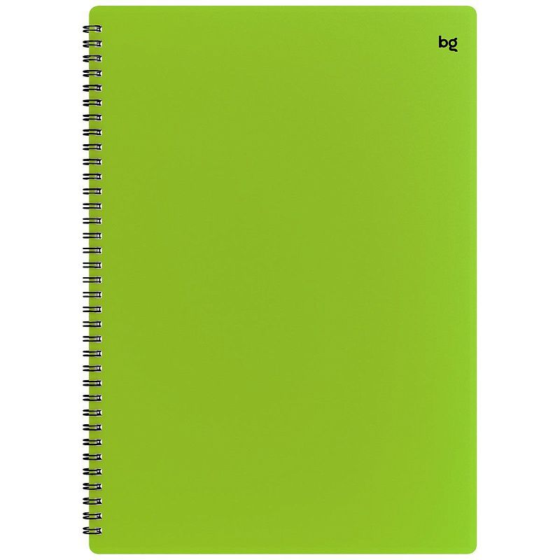 Тетрадь 80л., А4 клетка на гребне BG "Neon", пластиковая обложка, салатовый