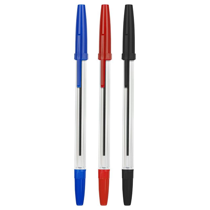 Набор шариковых ручек СТАММ "Оптима" 3шт., 03цв., 1,0мм, пакет с европодвесом 