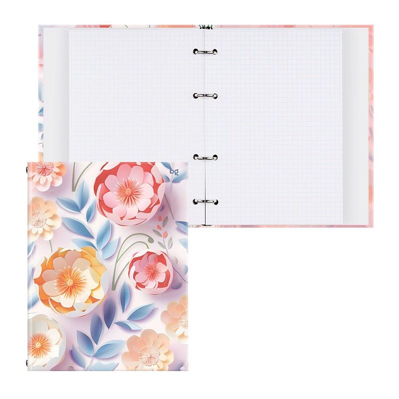 Тетрадь на кольцах А5, 160л., BG "Бумажные цветы", матовая ламинация