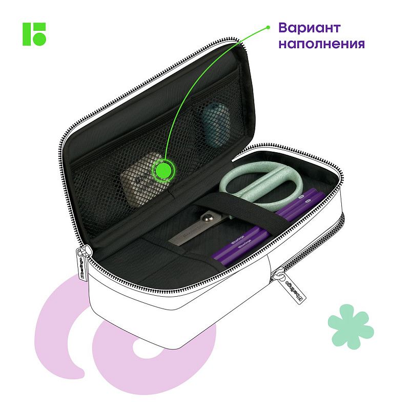 Пенал 2 отделения, 205*80*55 Berlingo "Tokyo", полиэстер, внутренний органайзер, магнит 