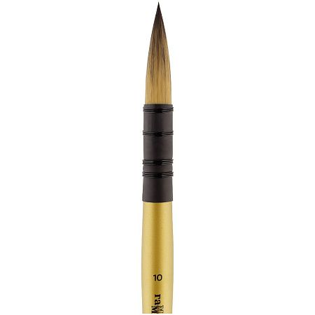 Кисть художественная синтетика Гамма "GOLD BRUSH", круглая №10, французское крепление, короткая ручка