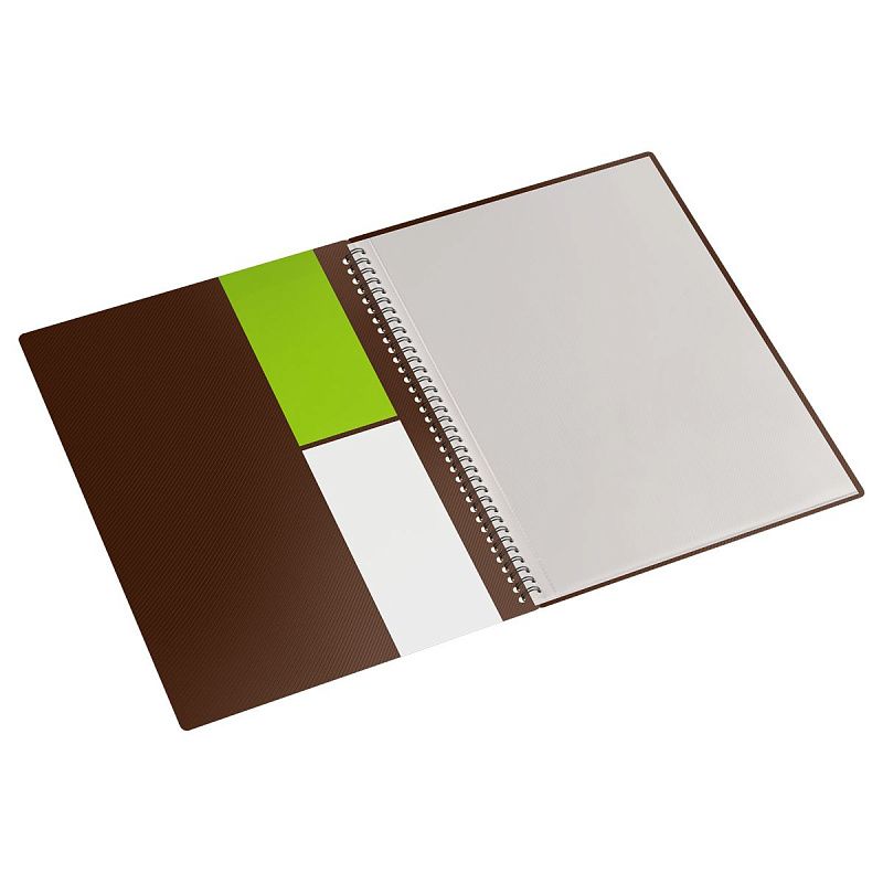 Папка с 20 вкладышами на гребне СТАММ "Диагональ" А4, 14мм, 700мкм, пластик, шоколад 