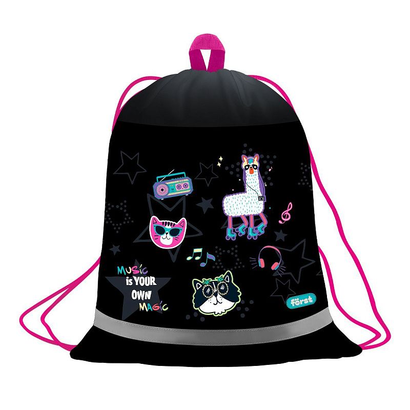 Мешок для обуви 1 отделение Först "Disco Lama", 360*460мм, вентиляционная сеточка, светоотражающая полоса