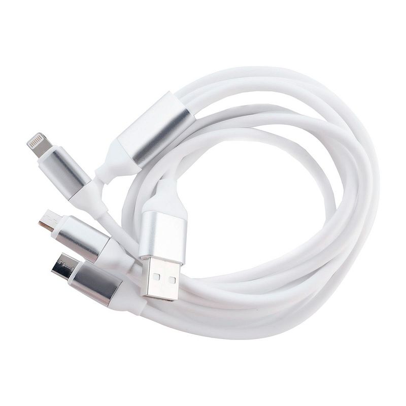 Кабель Smartbuy 3в1 универсальный, Micro-USB/Lightning/Type C, 1,2м, белый