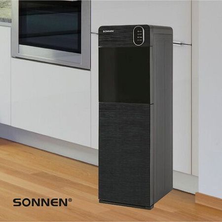 Кулер для воды SONNEN FSE-03Bi напольный, нагрев/охлаждение, НИЖНЯЯ ЗАГРУЗКА 3 крана, графит, 455744