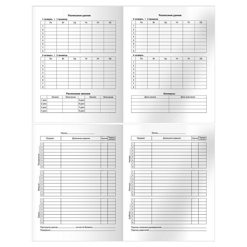 Дневник 1-11 кл. 48л. (твердый) BG "Российского школьника", матовая ламинация, выб.лак
