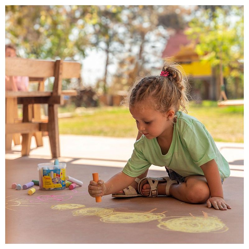 Мелки цветные для асфальта JOVI, 20шт., 7цв., круглые, пластиковое ведро 