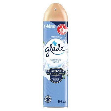 Освежитель воздуха аэрозольный 300мл GLADE "Свежесть белья", ш/к 33545, 864930 
