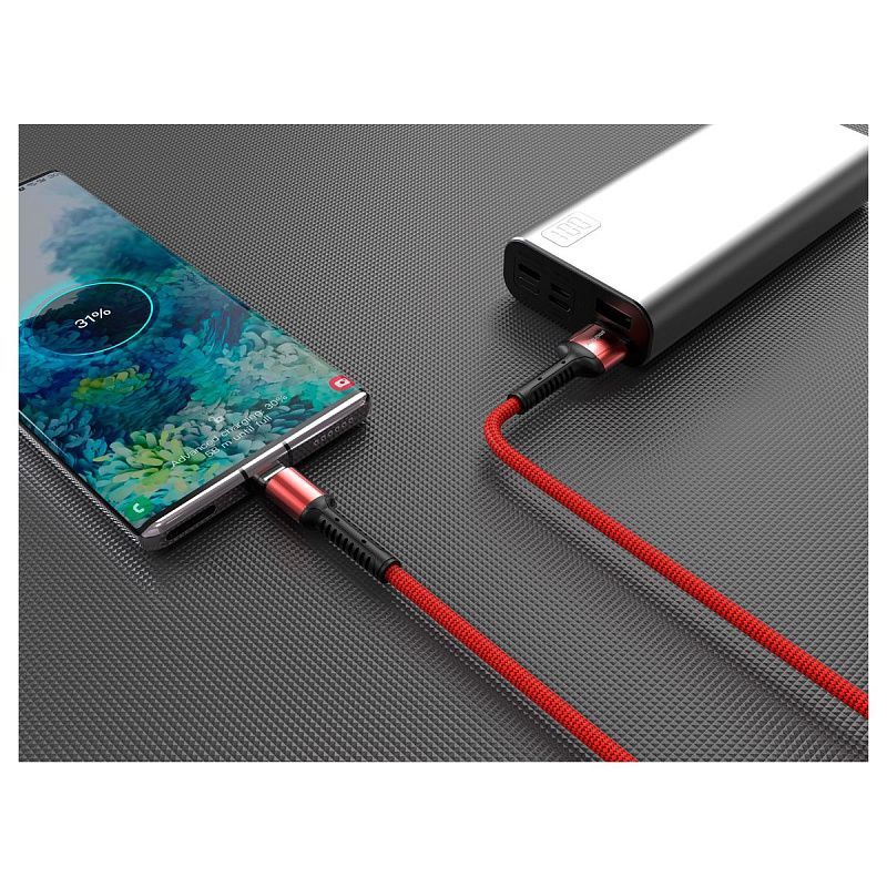 Кабель Smartbuy S26, USB - micro-USB, 3A output, нейлоновая оплетка, 1м, красный