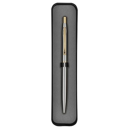 Ручка шариковая Luxor "Sterling" синяя, 1,0мм, корпус хром/золото, кнопочный механизм, футляр 