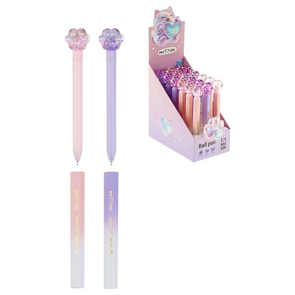 Ручка шариковая MESHU "Glossy Paw" синяя, 0,7мм, корпус ассорти