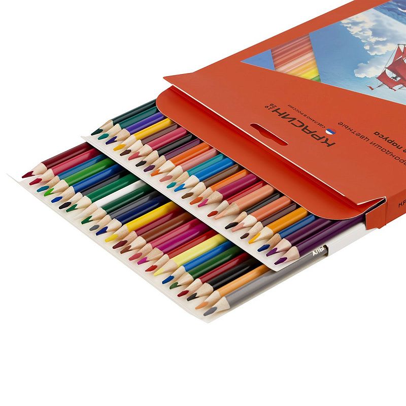 Карандаши цветные Красин "Алые паруса", 48цв., трехгран., заточен., картон, европодвес