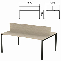 картинка Стол письменный 2-МЕСТНЫЙ на металлокаркасе "Арго", 1800х1236х760 мм, ясень шимо (КОМПЛЕКТ) от магазина