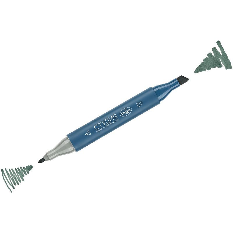 Маркер двусторонний для скетчинга Гамма "Студия", серый пепельный, корпус трехгранный, пулевид./клиновид. наконечники