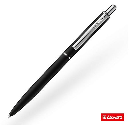 Ручка шариковая Luxor "Cosmic" синяя, 1,0мм, корпус черный/хром, кнопочный механизм 