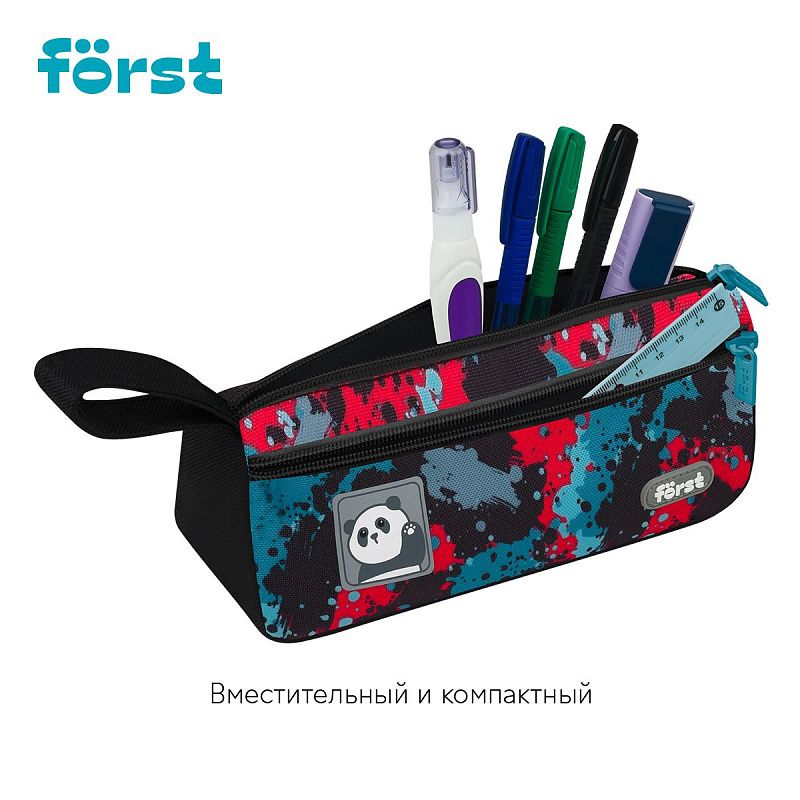 Пенал мягкий 1 отделение, 1 карман, 220*100*60 Först "Sweet panda", текстиль 