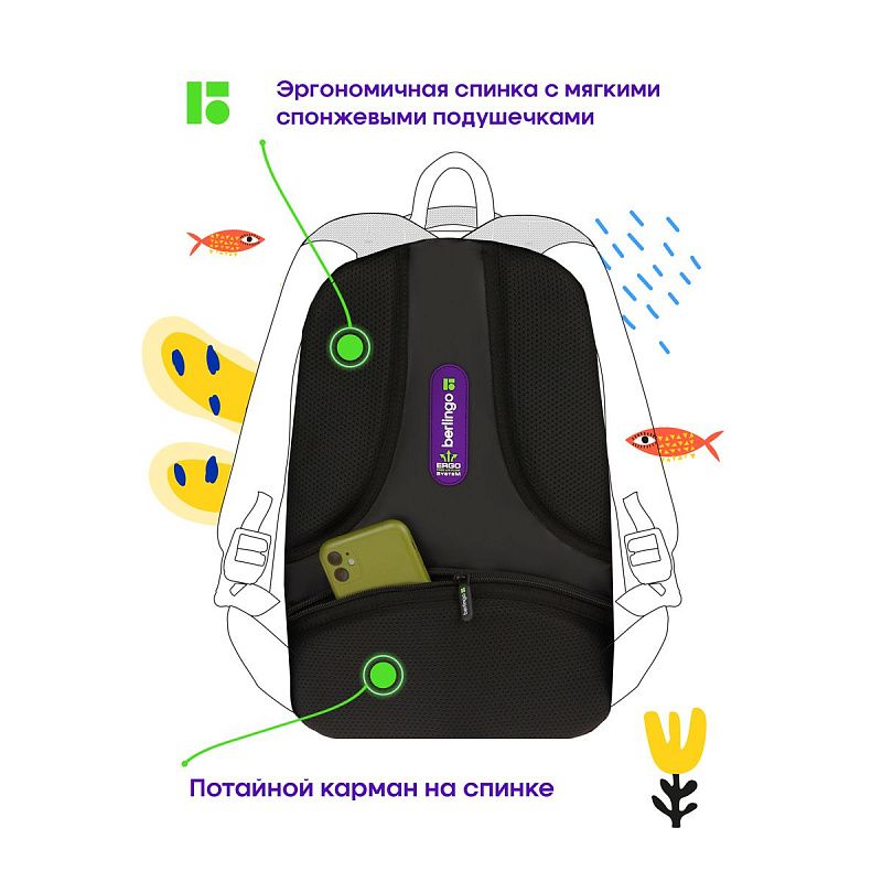 Рюкзак Berlingo inStyle "Leo blue" 41*27*20см, 3 отделения, 2 кармана, эргономичная спинка 