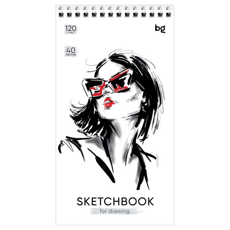 Скетчбук 40л.,105*195, BG "Fashion", на гребне, 120г/м2