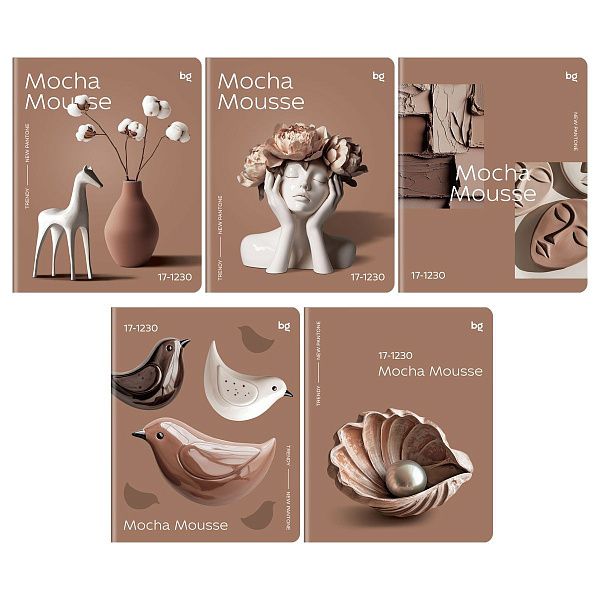 Тетрадь 48л., А5, клетка BG "Mocha mousse", soft-touch ламинация
