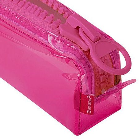 Пенал BRAUBERG с объемной "тракторной" молнией, 1 отделение, ПВХ, 22х8х6,5 см, Ultra pink, 272340 