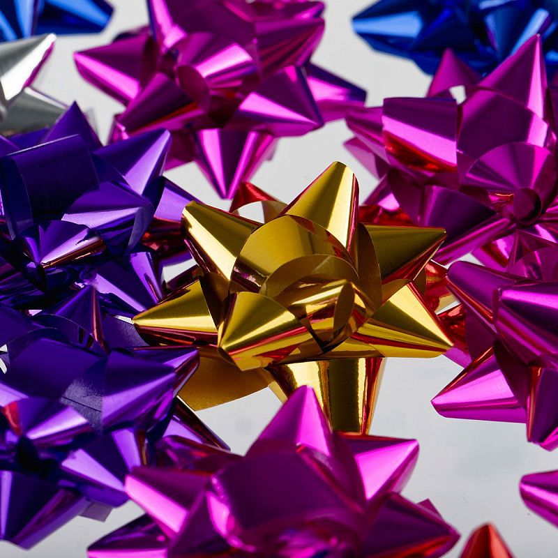 Набор бантов декоративных, MESHU, 50шт, 4,3см, звезда, ассорти