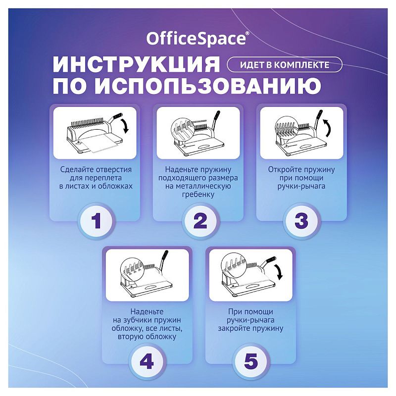 Брошюровщик OfficeSpace BM124 "Perfect bind" для пластиковых пружин, пробивает 12л., сшивает 450л.