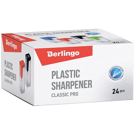 Точилка пластиковая Berlingo "Classic Pro" 1 отверстие, контейнер, ассорти 
