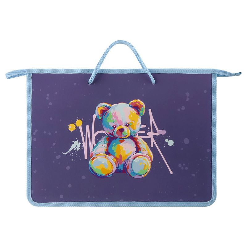 Папка с ручками А4 ArtSpace "Bear", пластик, на молнии, 45мм 