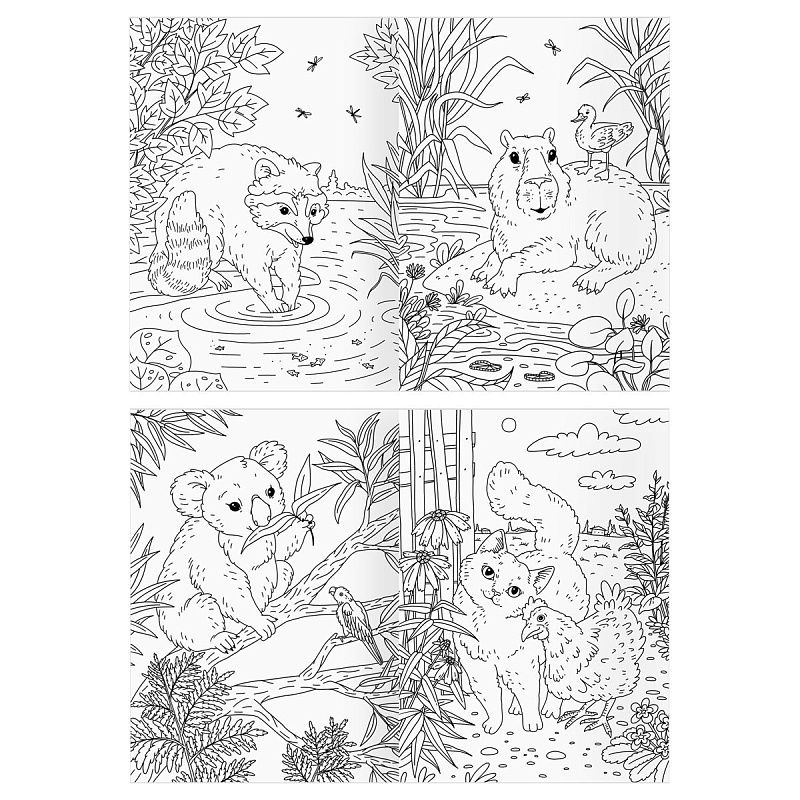 Раскраска А4 ТРИ СОВЫ "Для творчества и вдохновения. Пушистые истории", 16стр.