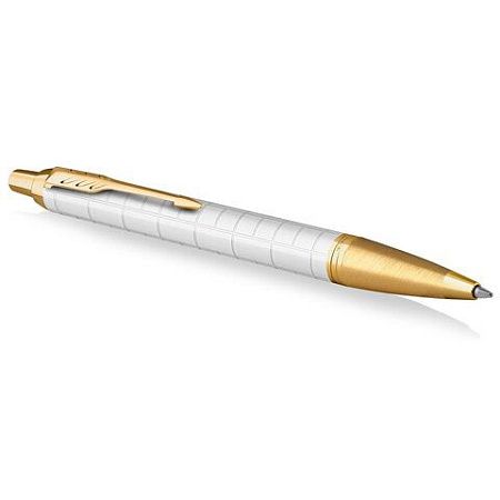Ручка шариковая PARKER "IM Premium Pearl GT", жемчужный лак, позолота, синяя, 2143643 